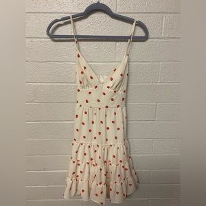 Polka Dot Mini Dress - Cream and Red